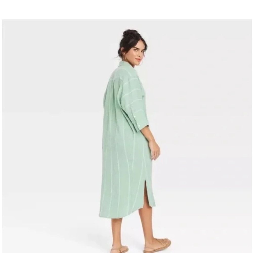 Universal Thread Mint Green Striped Shirt Dress